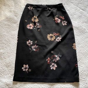 Black Floral Midi Skirt